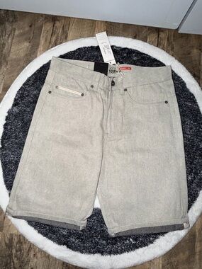 Men's Light Gray Denim Jean Shorts - Casual Straight Fit